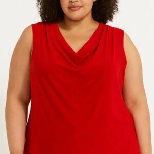 Jennie & Marlis Red Sleeveless Draped Front Scoop Neck Blouse